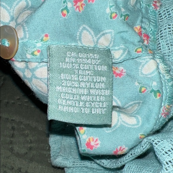 April Cornell Floral Embroidered Button Front Midi Dress Blue Lace Trim Large - Picture 13 of 14